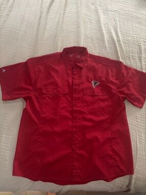 Antigua Red Short-Sleeve Button-Down Falcons Shirt